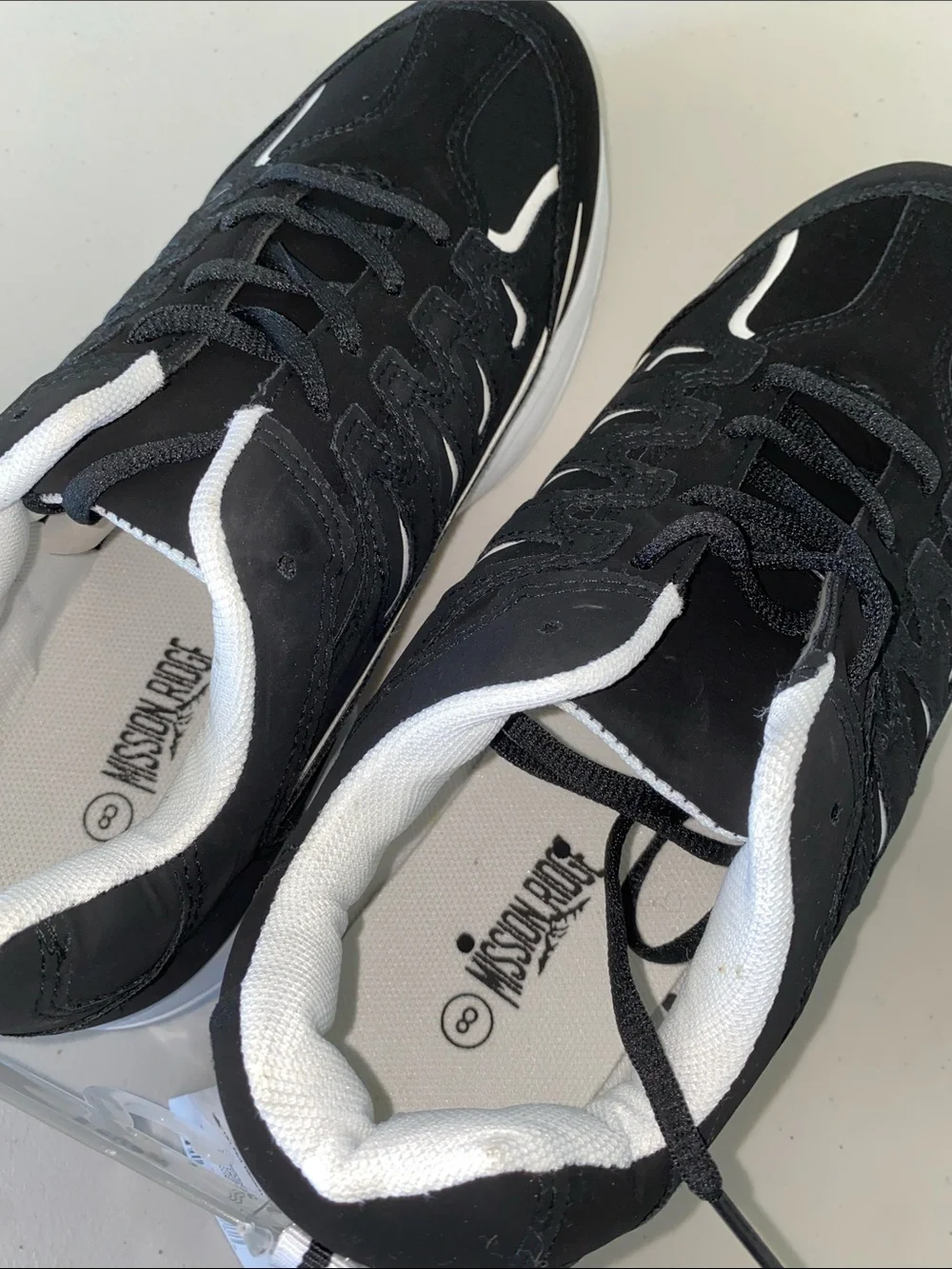 Men's Black Lace-Up Athletic Sneakers with White Trim